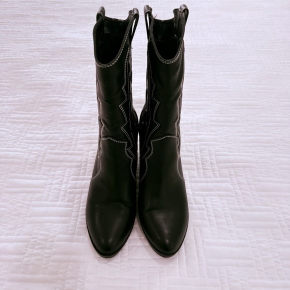 MIA black western boots high heel white stitching women's size 9 cowboy style - Picture 2 of 7